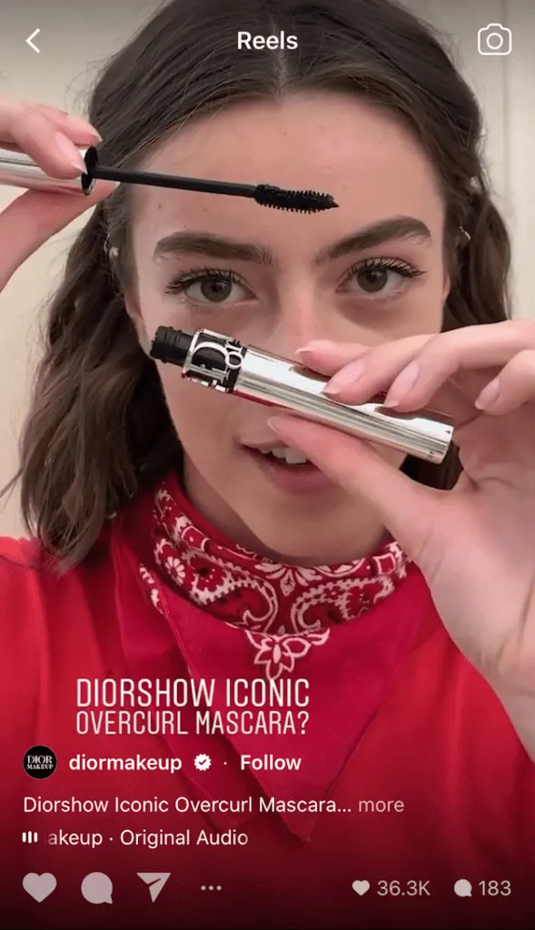 Diormakeup Instagram Reel Mascara White Model 589x1024