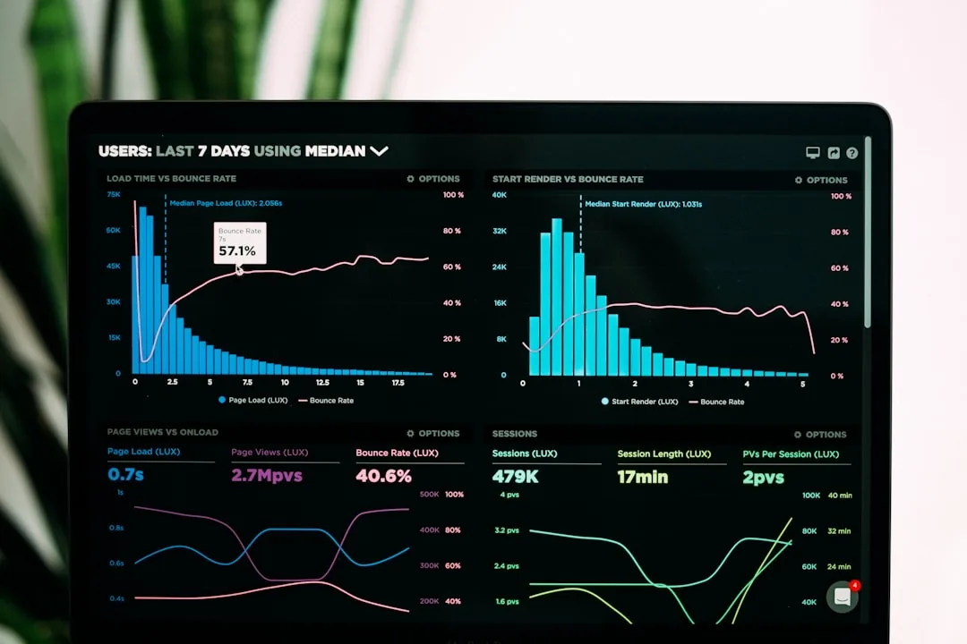 Laptop screen showing performance analytics graphs, representing the SEO foundation under AEO