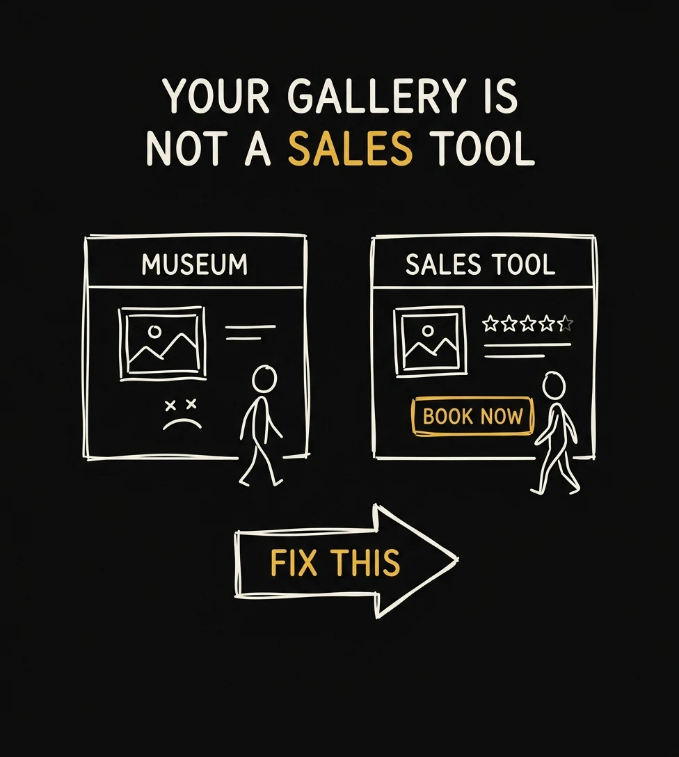 Your gallery is not a sales tool — Museum vs Sales Tool website comparison