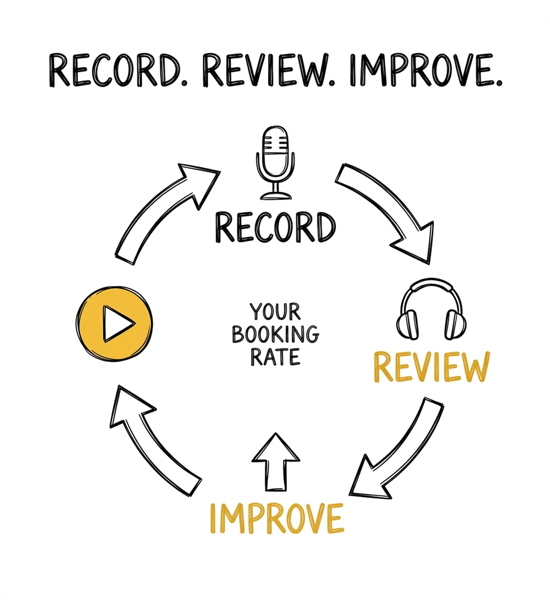 infographic: record review improve cycle for phone consultation skills