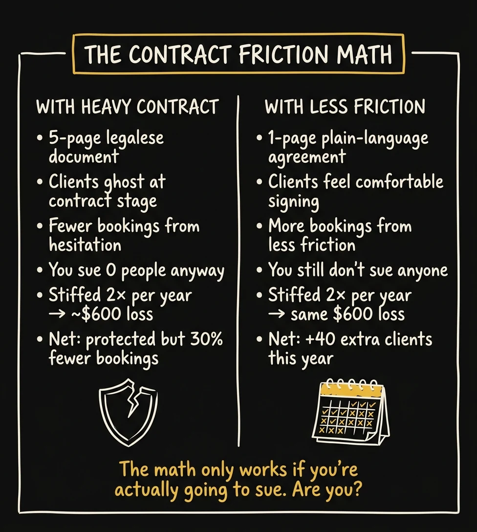 Infographic: The contract friction math — heavy contract vs. less friction and what it means for bookings