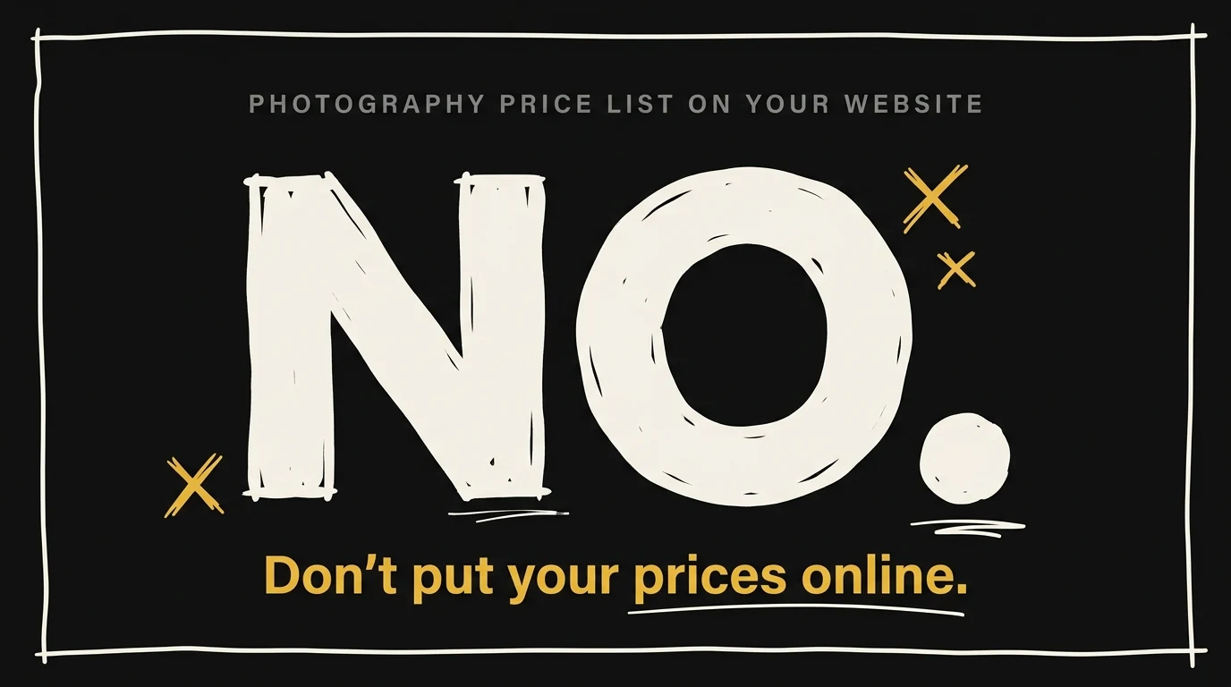 Should you put your photography prices on your website? NO.