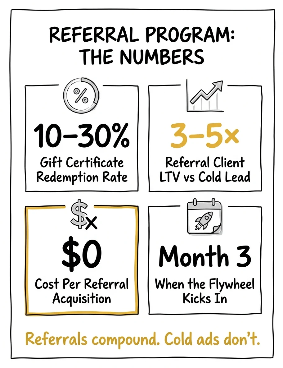 Referral program key metrics: redemption rate, LTV, cost, flywheel timeline